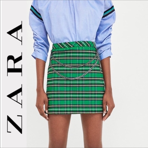plaid patchwork skirt zara